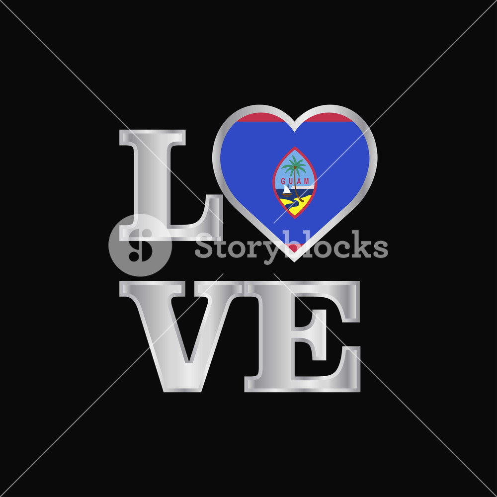 1000x1000 Love Typography Guam Flag Design Vector Beautiful Lettering