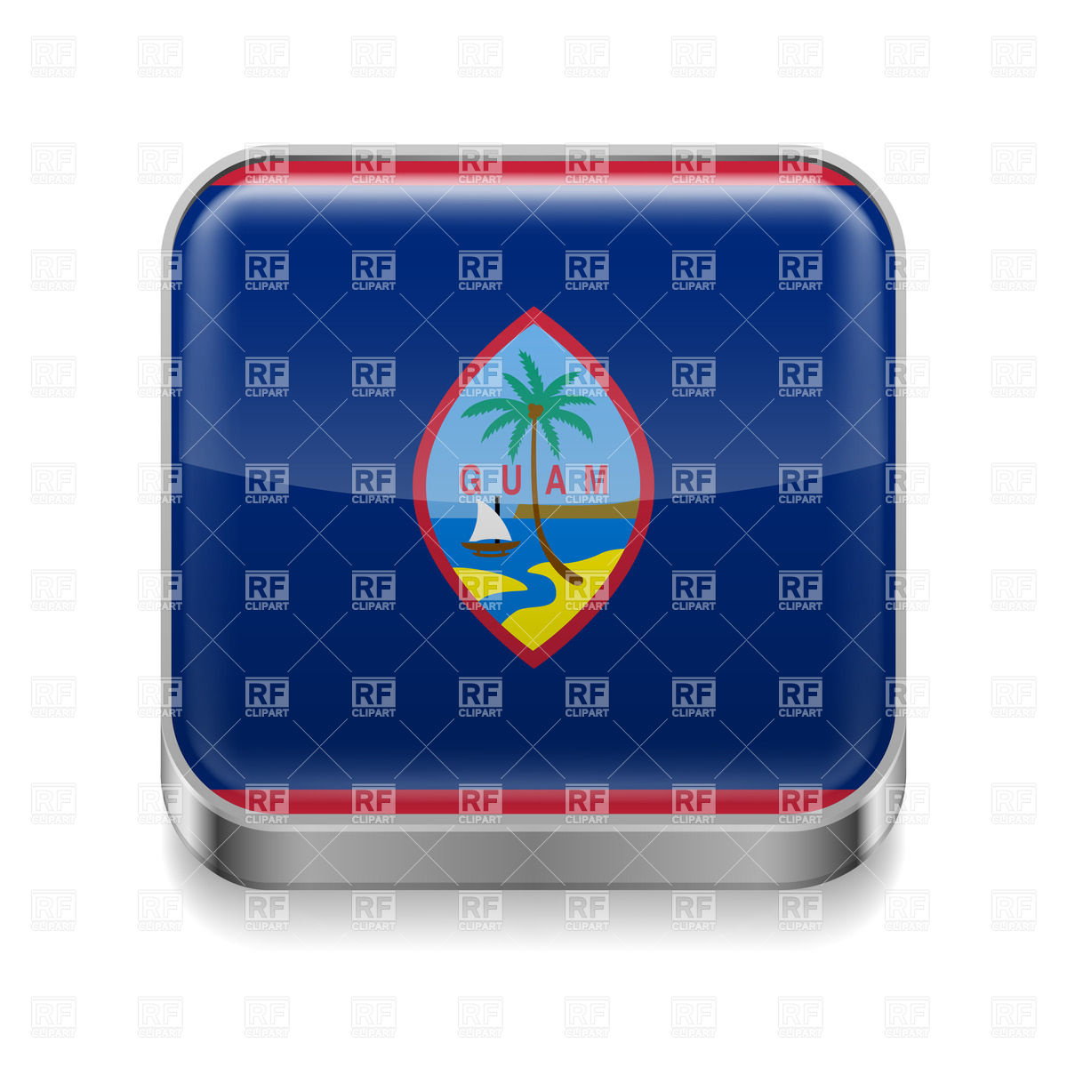 1200x1200 Metal Square Icon With Flag Colors Of Guam Vector Image Of Icons