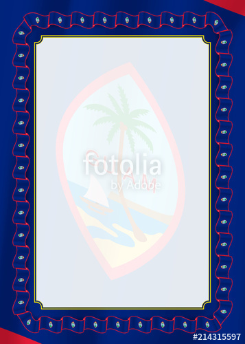 357x500 Frame And Border Of Ribbon With Guam Flag, Template Elements