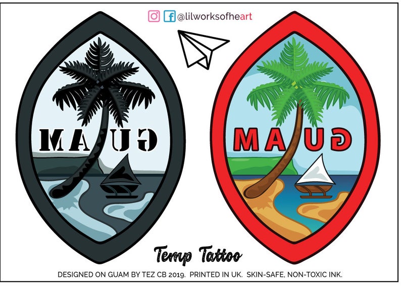 794x569 Guam Seal Temporary Tattoos Colored And Black White Etsy