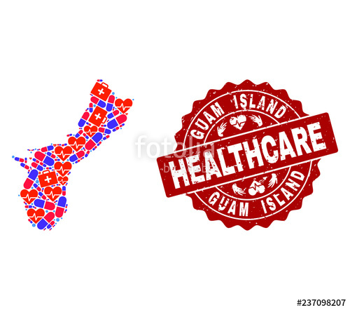 500x442 Healthcare Combination Of Bright Medical Mosaic Map Of Guam Island