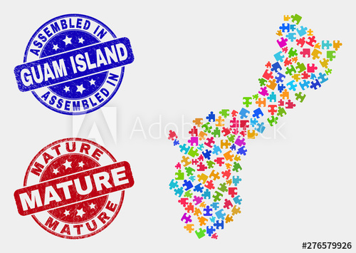 500x355 Module Guam Island Map And Blue Assembled Seal St And Mature