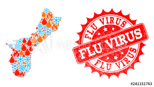 500x284 Composition Of Winter And Flame Map Of Guam Island And Flu Virus