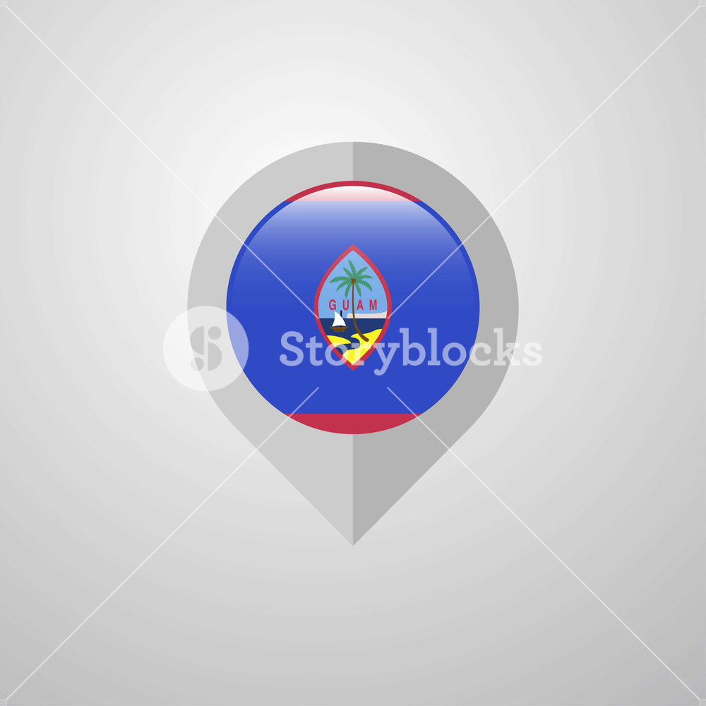 1000x1000 Map Navigation Pointer With Guam Flag Design Vector Royalty Free