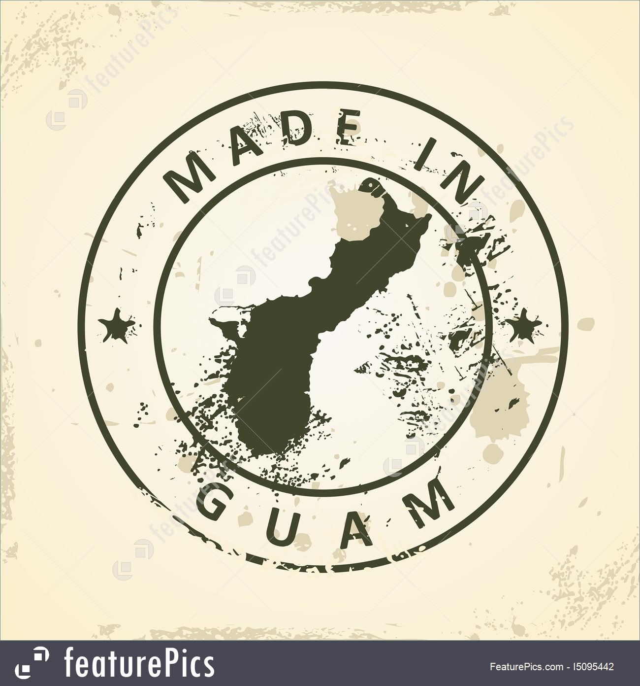 1300x1392 Stamp With Map Of Guam Illustration