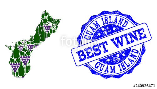 500x284 Vector Collage Of Grape Wine Map Of Guam Island And Grunge Stamp
