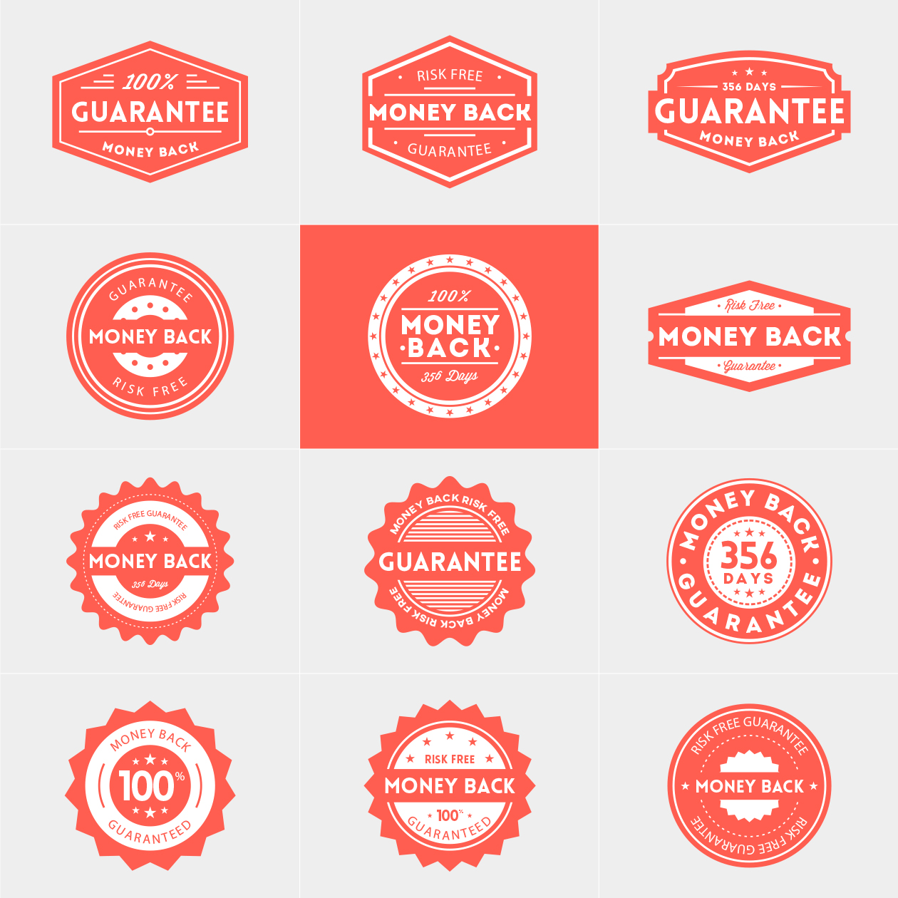 1260x1260 Money Back Guarantee Vector Badges