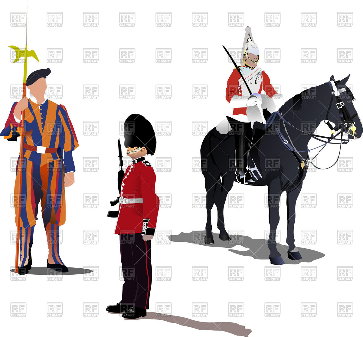 1200x1114 Swiss Vatican Guards, English Soldier On Horse And Cold Stream