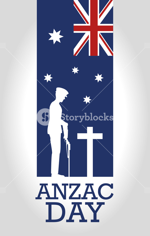 637x1000 Anzac Day Poster With Soldier Standing Guard Vector Illustration