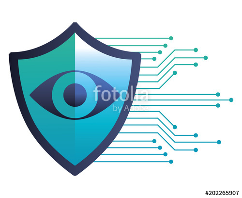 500x408 Shield Guard With Eye And Circuit Electric Vector Illustration
