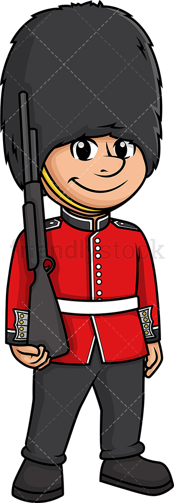 347x1000 British Soldier Queen's Guard Cartoon Clipart Vector
