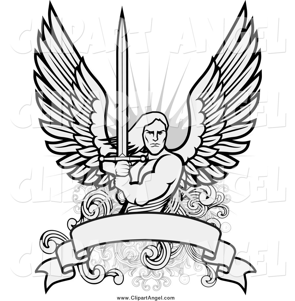 1024x1044 Illustration Vector Of A Male Angel Warrior With A Sword Over