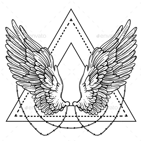 590x590 Line Art Illustration Of Angel Wings