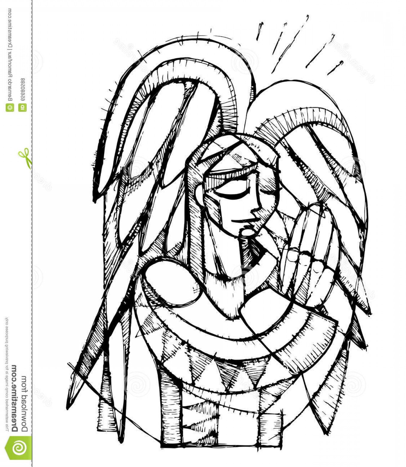 1356x1560 Stock Illustration Guardian Angel Hand Drawn Vector Illustration