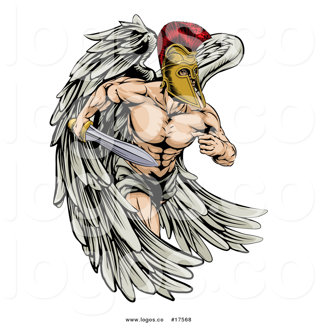 1024x1044 Vector Logo Of A Spartan Trojan Warrior Guardian Angel Running