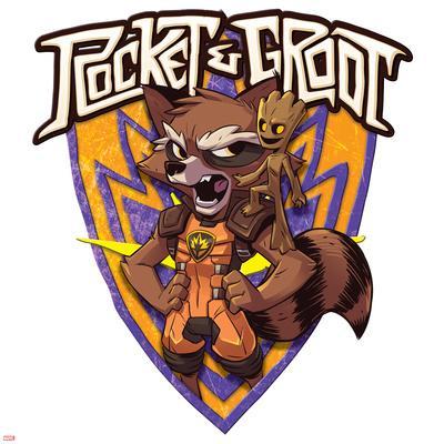 400x400 Guardians Of The Galaxy Badge Art Featuring Rocket Raccoon, Groot