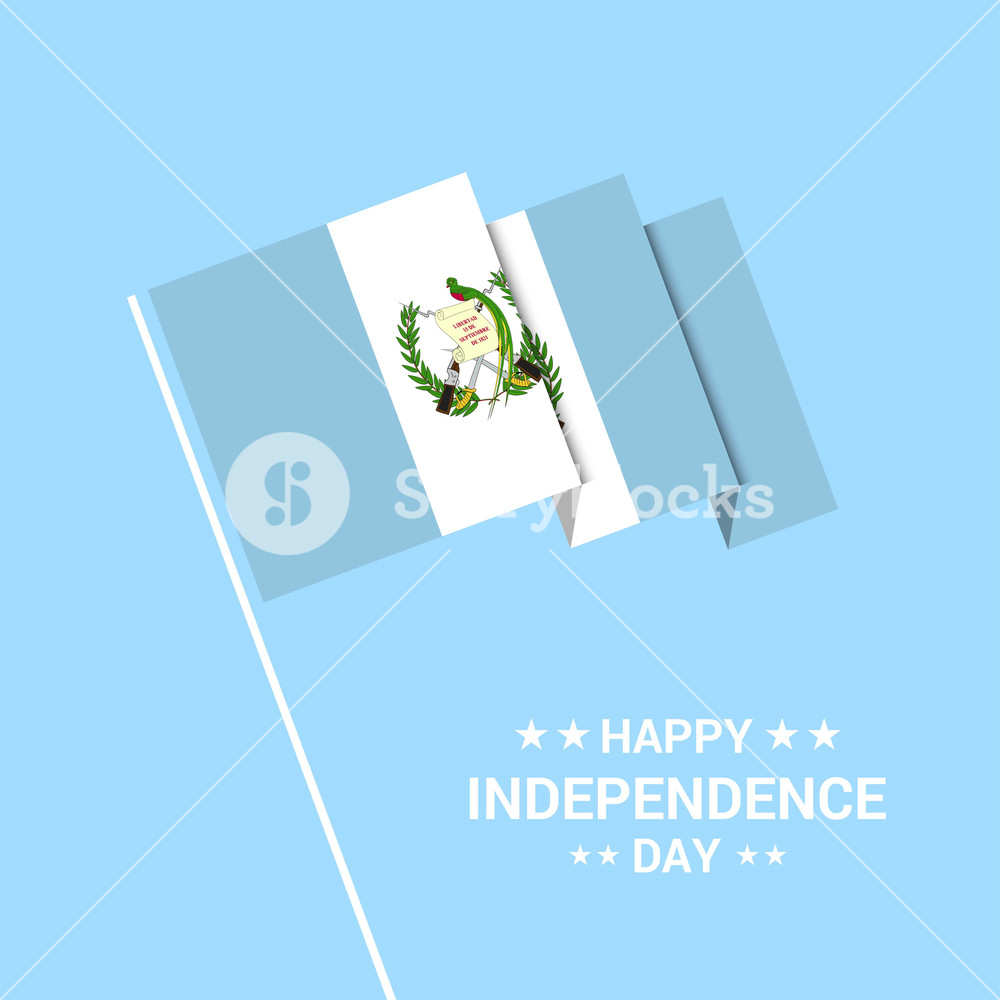 1000x1000 Guatemala Independence Day Typographic Design With Flag Vector
