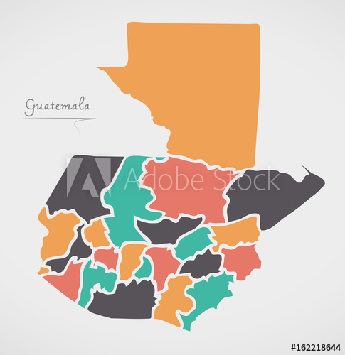 485x500 Guatemala Map With States And Modern Round Shapes