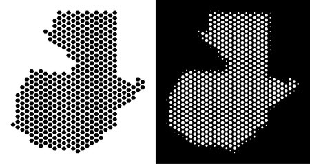 450x239 Hex Tile Guatemala Map Vector Territory Scheme In Black And White