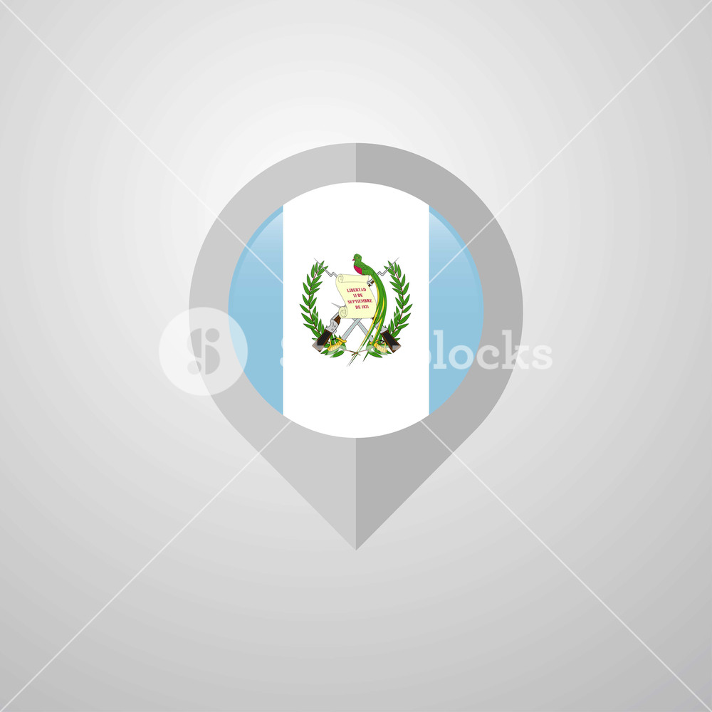 1000x1000 Map Navigation Pointer With Guatemala Flag Design Vector Royalty