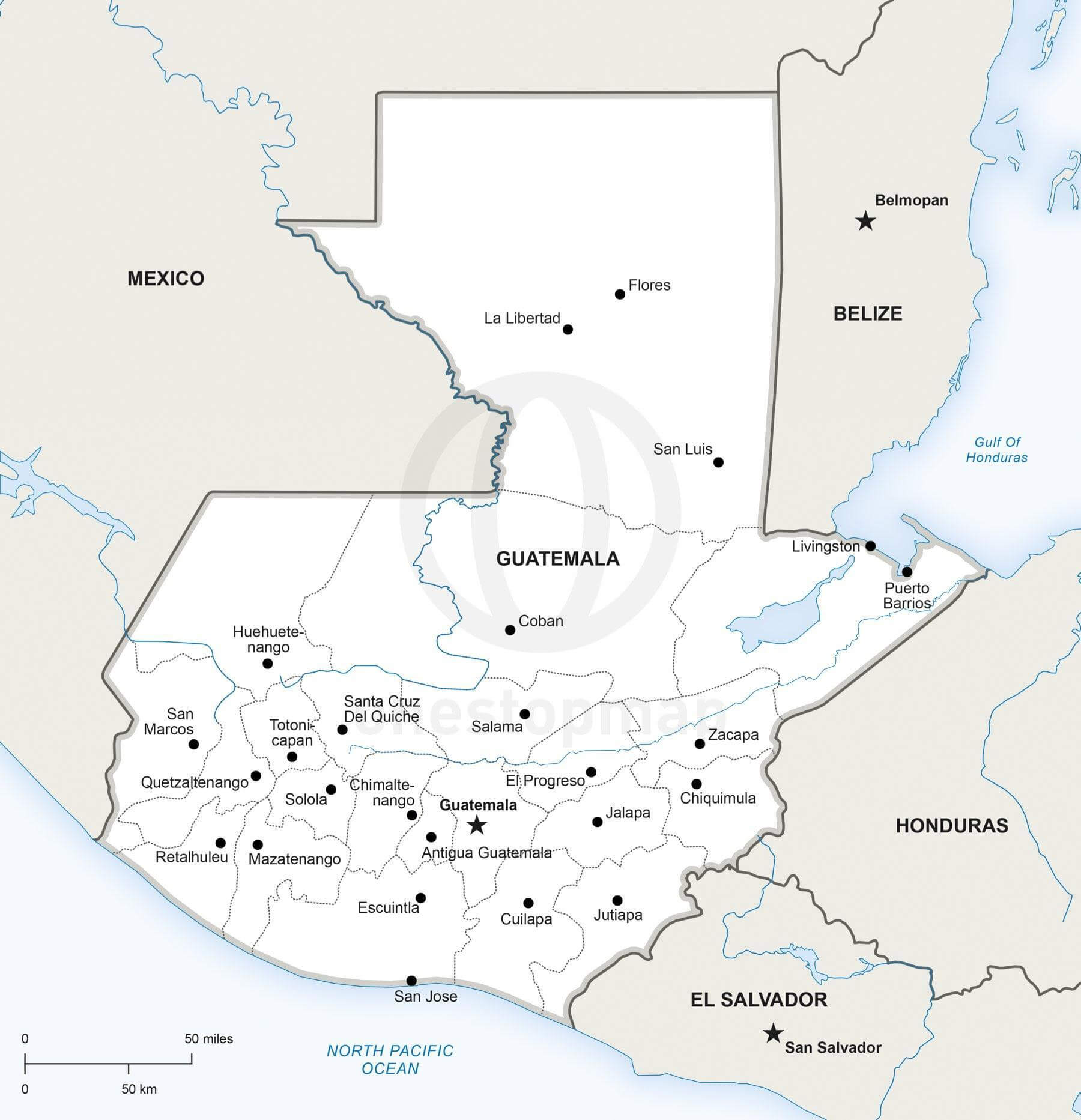1800x1865 Vector Map Of Guatemala Political One Stop Map