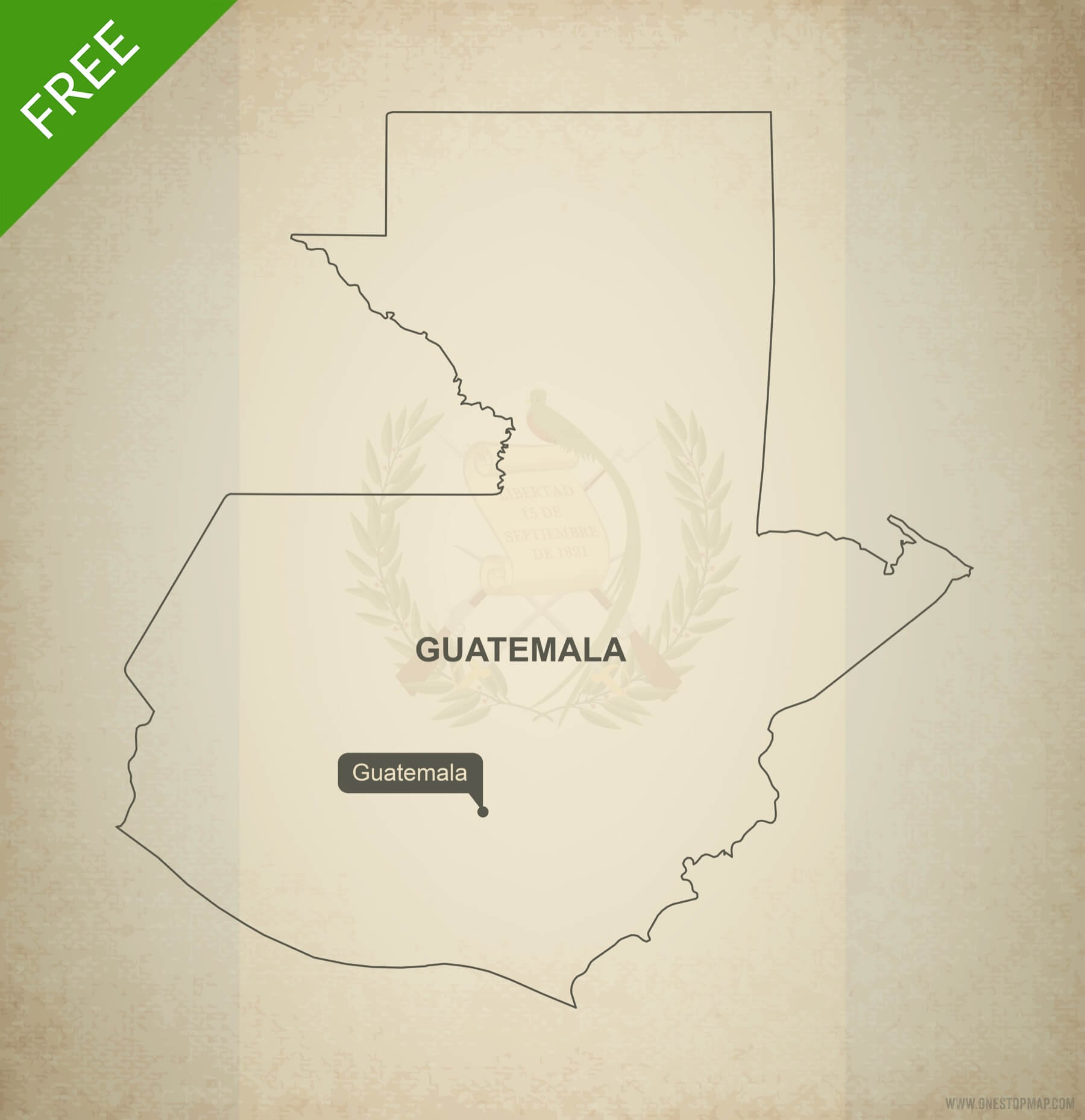 1800x1858 Free Vector Map Of Guatemala Outline One Stop Map