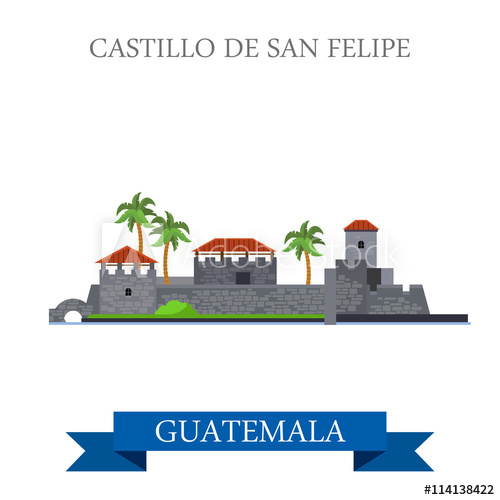 500x500 Castillo De San Felipe De Lara In Guatemala Vector Illustration