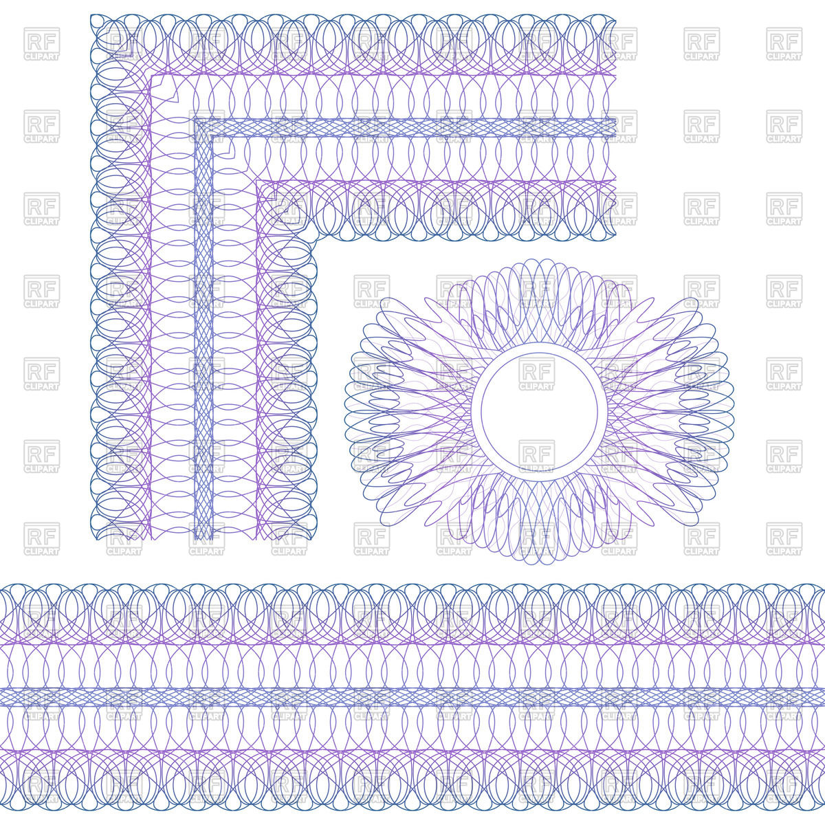 1200x1200 Guilloche Corner, Borders And Rosette Vector Image Of Design