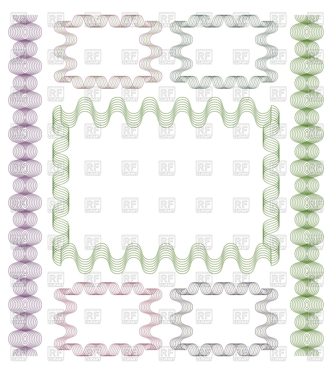 1075x1200 Set Of Guilloche Frames And Borders Vector Image Of Borders