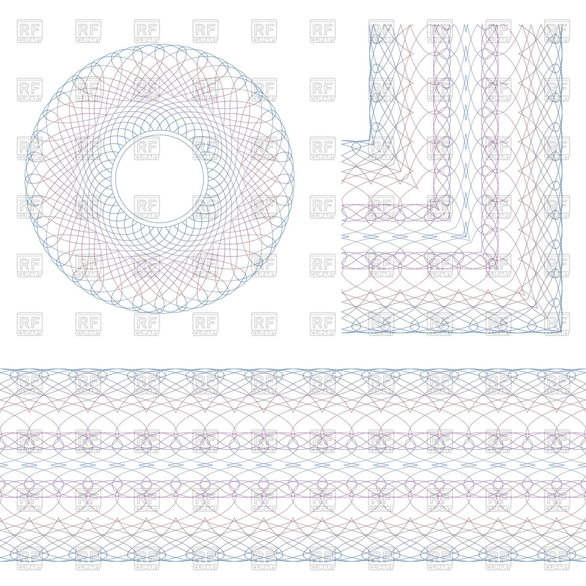 1200x1200 Decorative Round Vignettes And Corner In Guilloche Style Border