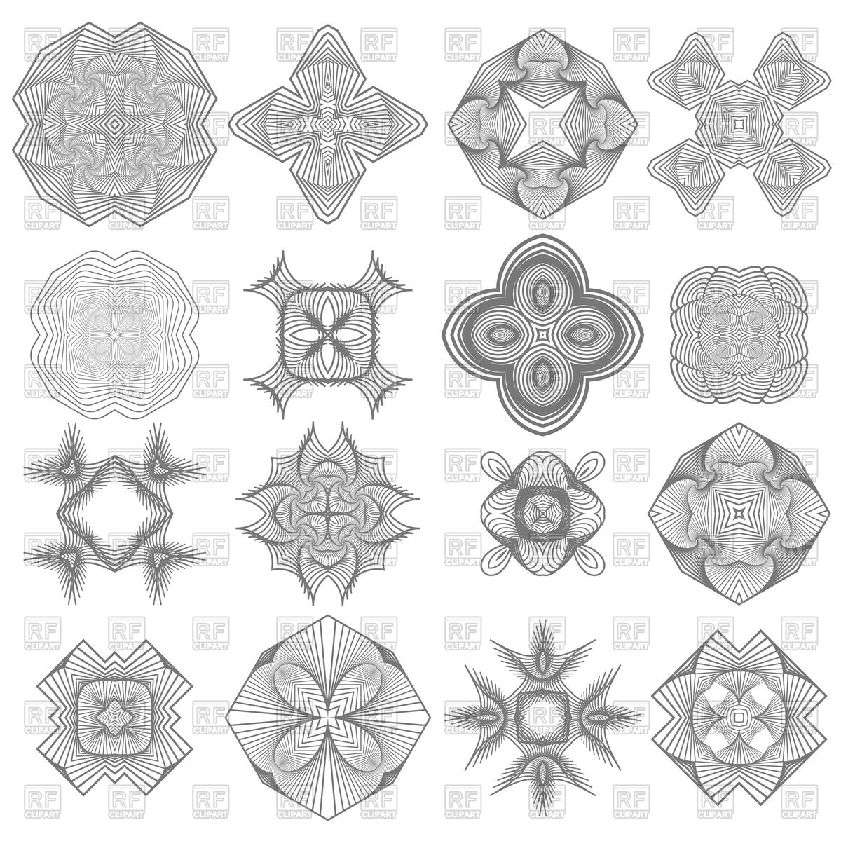 Set Of Different Geometric Guilloche Rosette Vector Image 1200x1200 Set Of Different Geometric Guilloche Rosette Vector Image