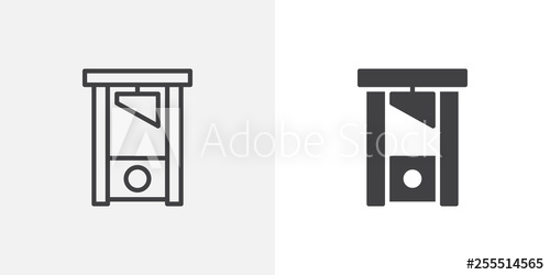 500x250 Guillotine Icon Line And Glyph Version, Outline And Filled Vector
