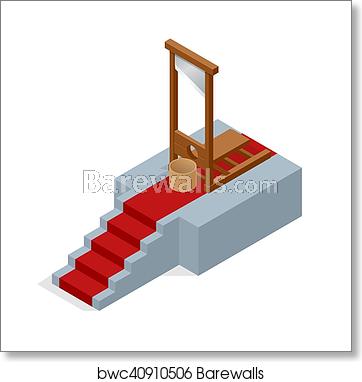 362x382 Isometric Guillotine Vector Illustration, Art Print Barewalls