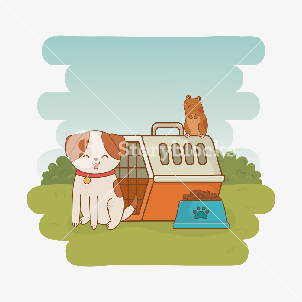 1000x1000 Cute Little Doggy And Guinea Pig Mascots Vector Illustration