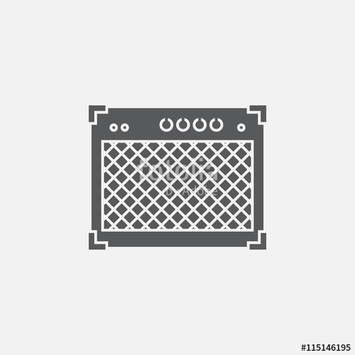 500x500 Guitar Amplifier Icon Vector, Solid Logo Illustration, Pictogram