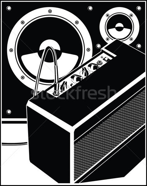 476x600 Guitar Amplifier And Speakers Vector Illustration Andrii