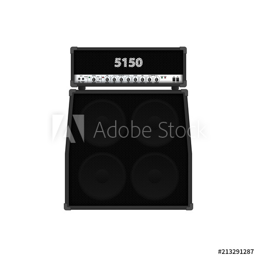 500x500 Realistic Classic Guitar Amplifier With Cabinet Speaker, Vector