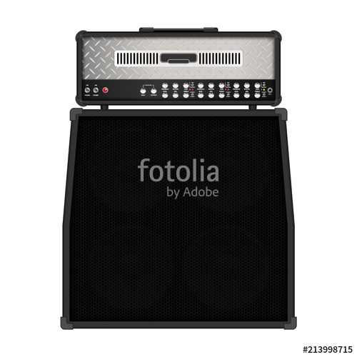 500x500 Realistic Modern Rock Guitar Amplifier With Cabinet Speaker