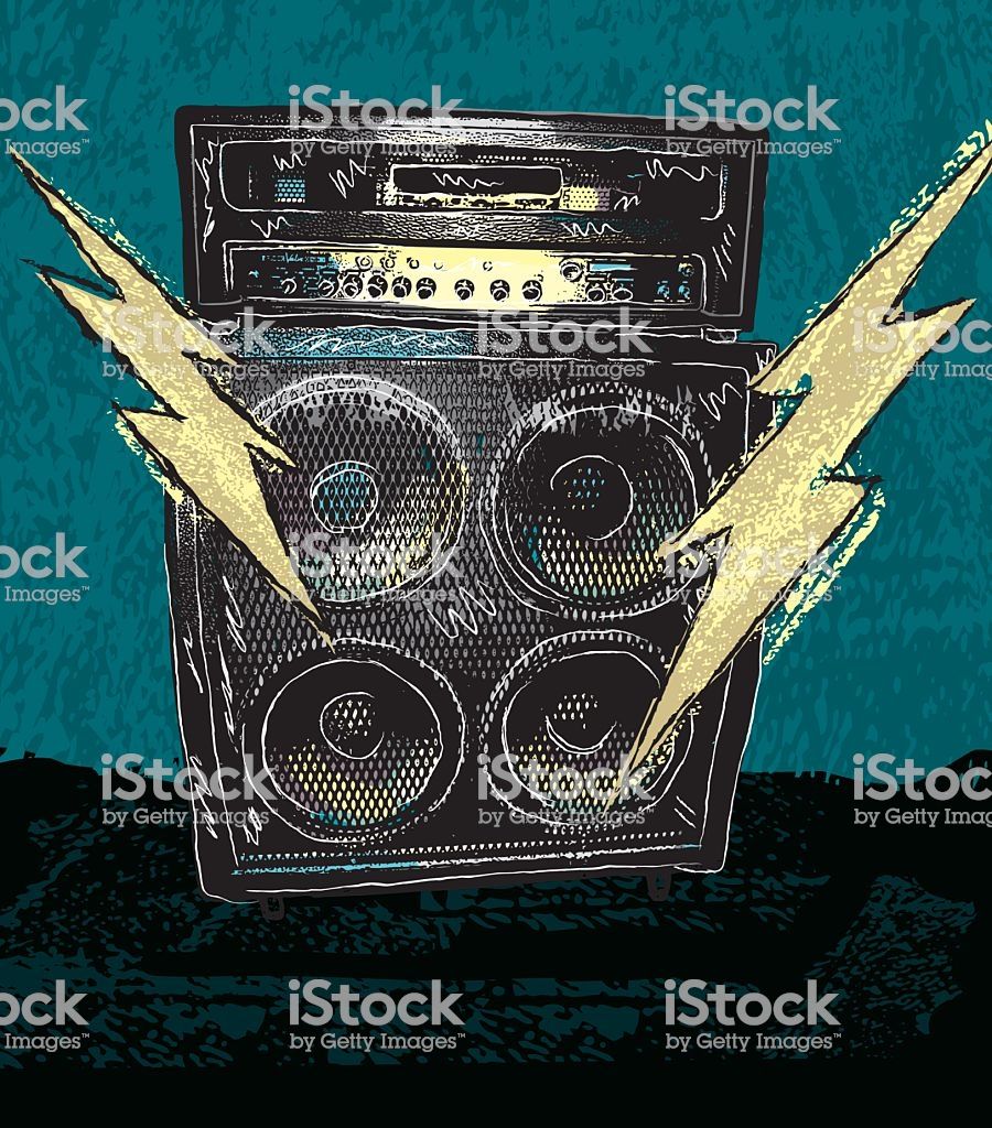 900x1024 Retro Vector Drawing Of A Large Guitar Amplifier With Two