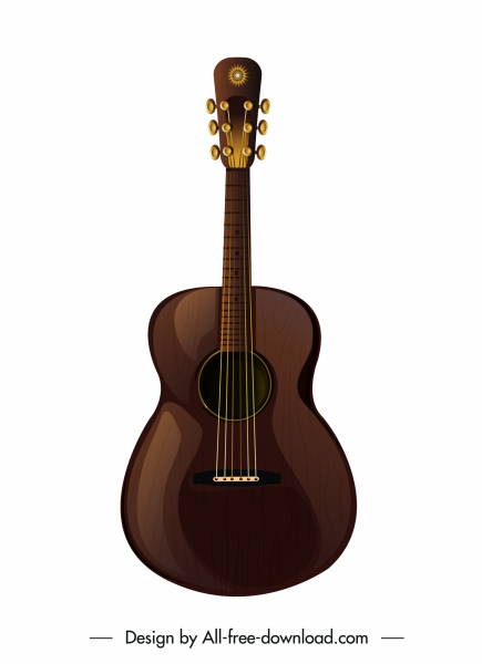 435x600 Guitar Icon Shiny Brown Sketch Free Vector In Adobe Illustrator