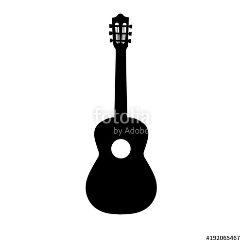 500x500 Guitar Icon Vector, Acoustic Musical Instrument Sign Isolated