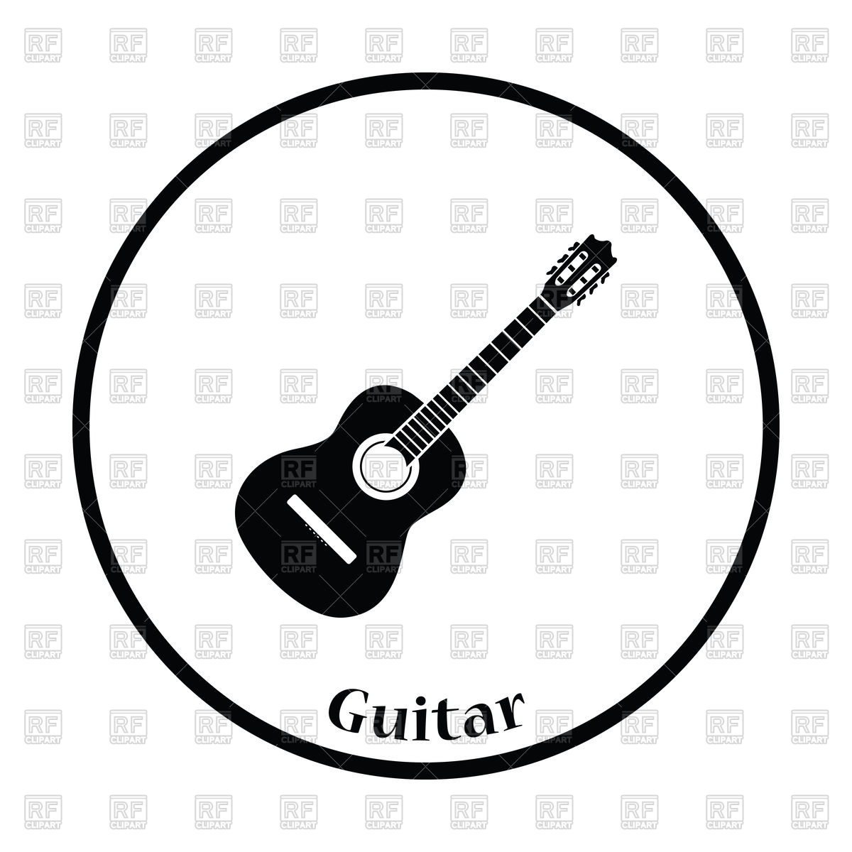 1200x1200 Thin Circle Design Of Acoustic Guitar Icon Vector Image