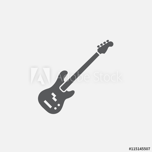 500x500 Bass Guitar Icon Vector, Solid Logo Illustration, Pictogram