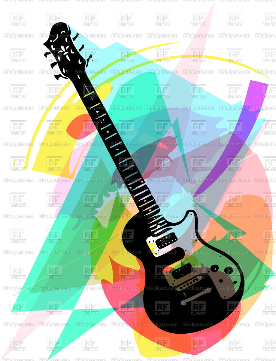 919x1200 Colorful Electric Guitar Illustration On Abstract Background