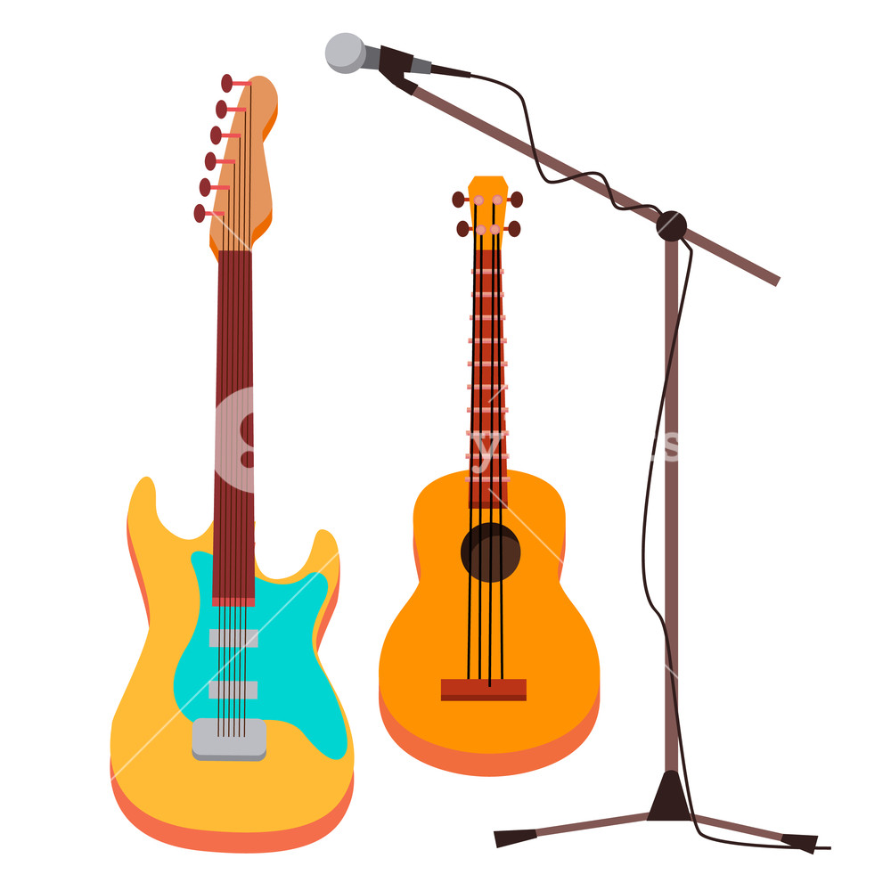 1000x1000 Guitar Vector Electric, Classic Microphone With Stand String
