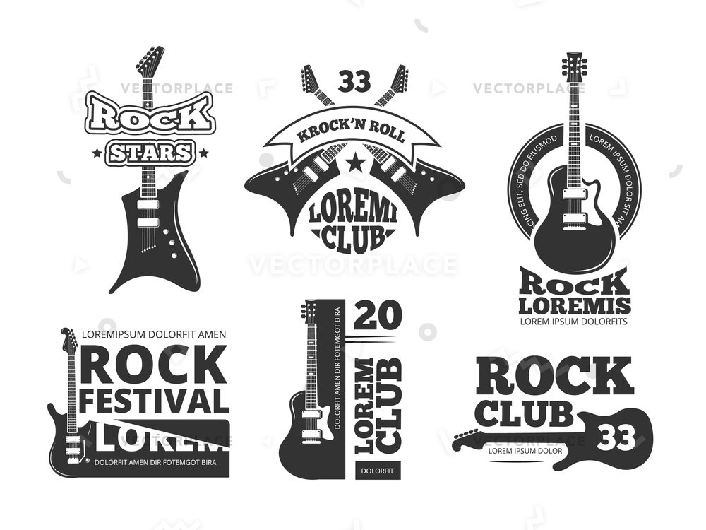 1000x750 Vintage Heavy Rock Jazz Band Guitar Vector Illustration
