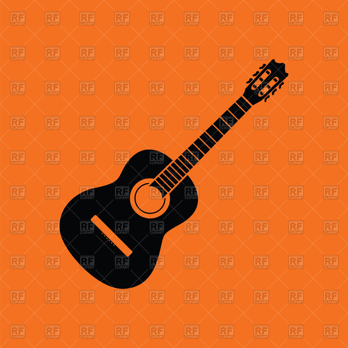 1200x1200 Acoustic Guitar Icon On Orange Background Vector Image Of Music