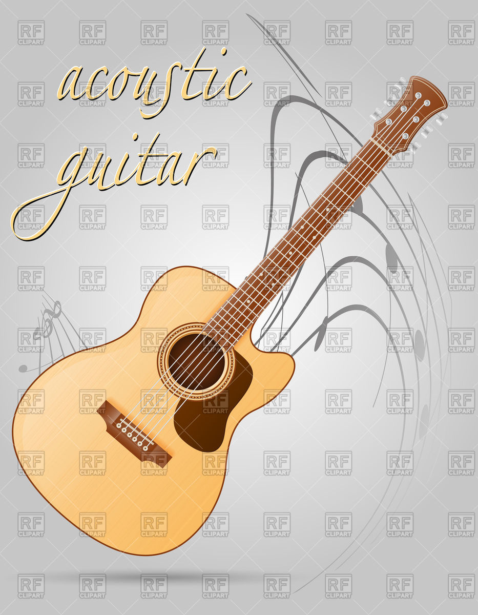 933x1200 Acoustic Guitar Illustration Isolated On Gray Background Vector