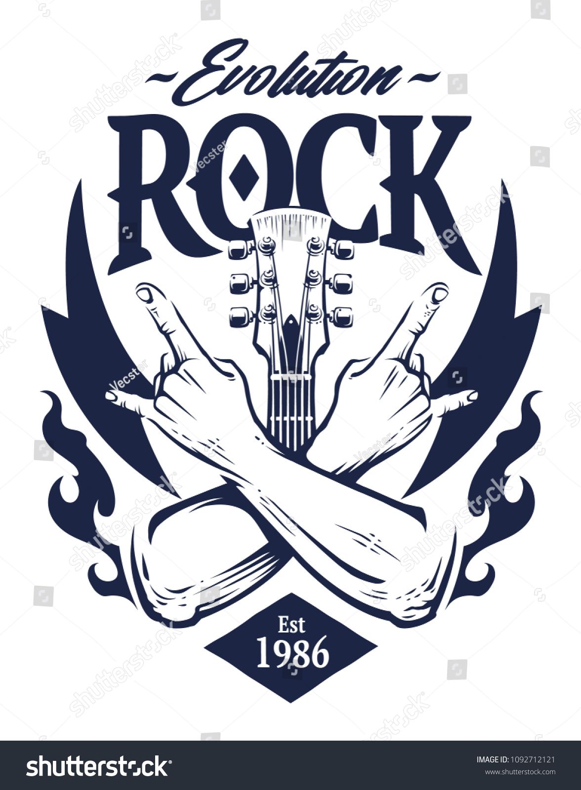 Vector Emblem With Crossed Hands Sign Rock N Roll Gesture, Guitar 1176x1600 Vector Emblem With Crossed Hands Sign Rock N Roll Gesture, Guitar