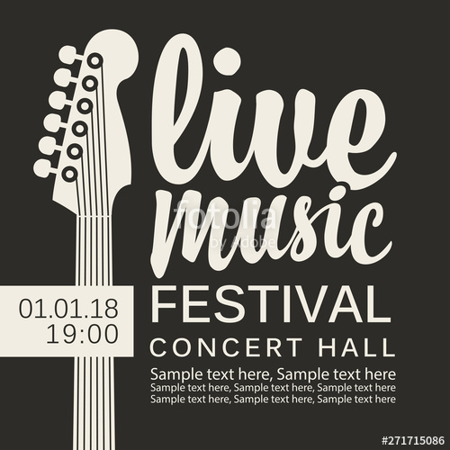 Vector Poster For A Live Music Festival Or Concert With A Guitar 500x500 Vector Poster For A Live Music Festival Or Concert With A Guitar